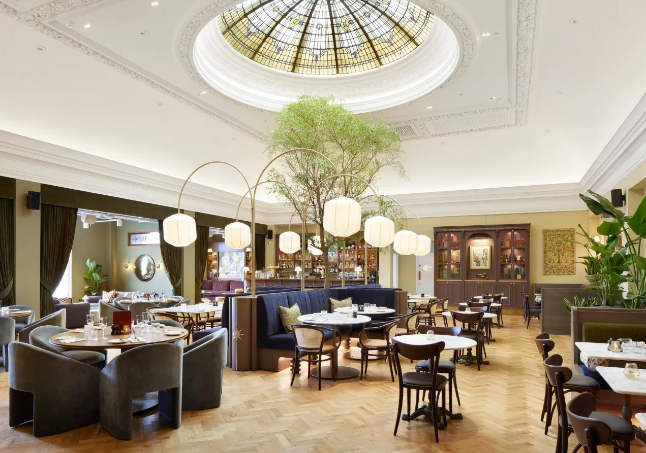 The restaurant beneath the Arding & Hobbs glass dome