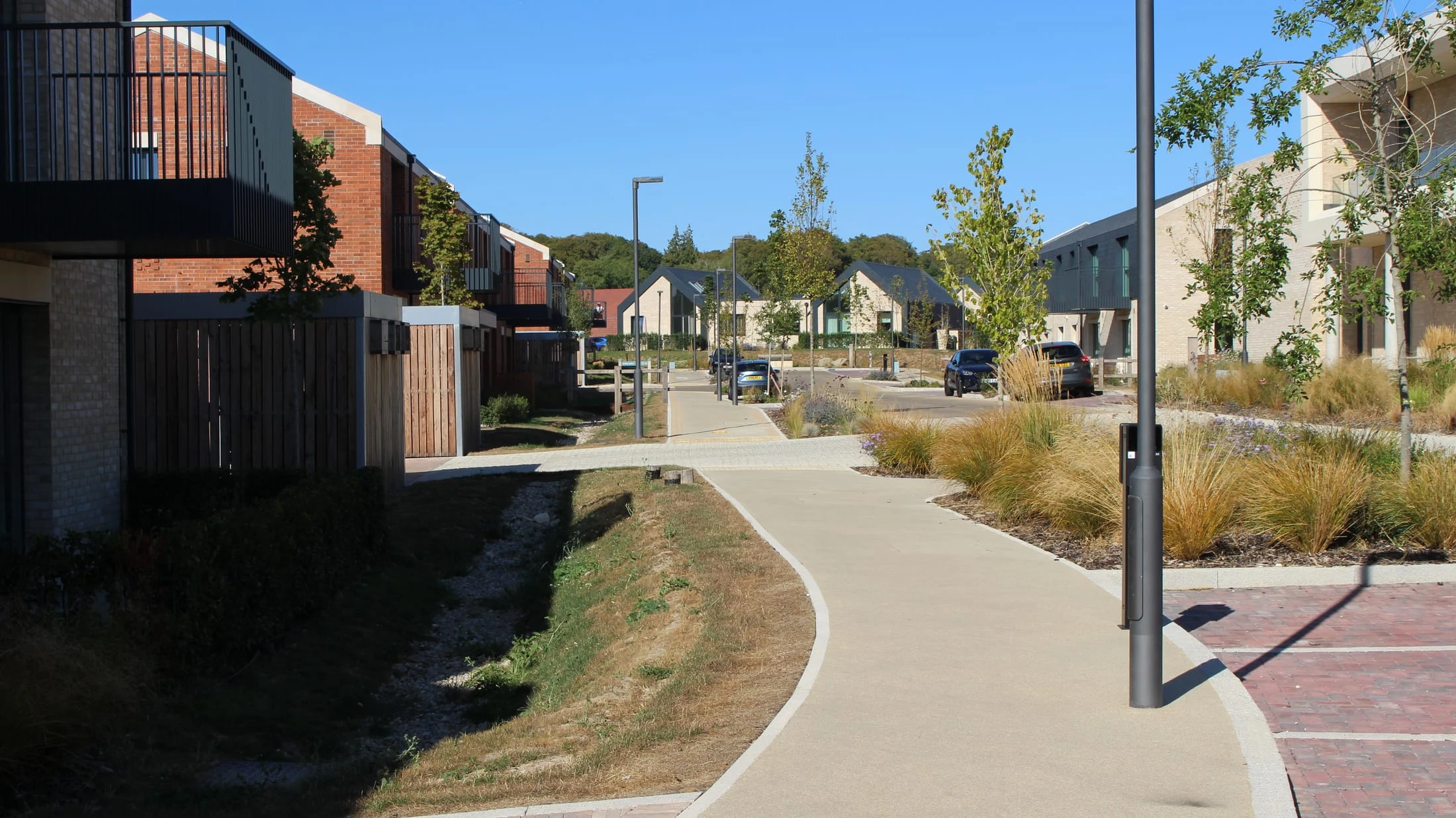 The village street, leading down to the bungalows